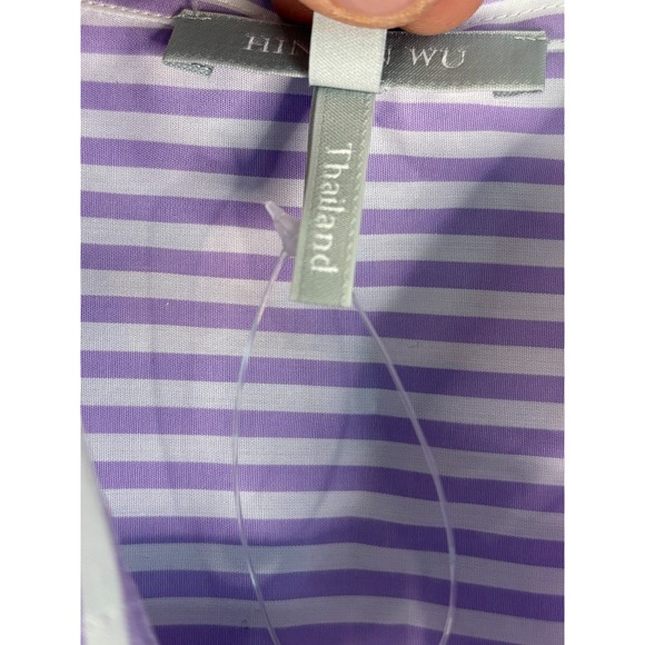 NWT Hinson Wu Purple Lilac White Stripe 3/4 Margot Sleeve Shirt Top‎ Size 16 - Picture 10 of 16